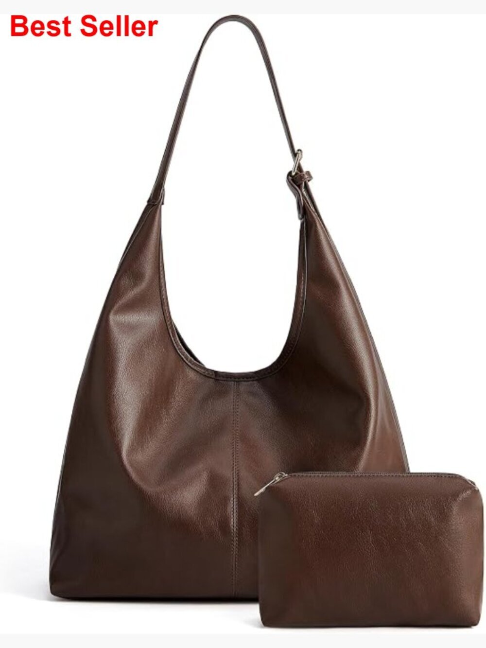 Vegan Leather Hobo Bag Tote Crossbody Purse with Pouch